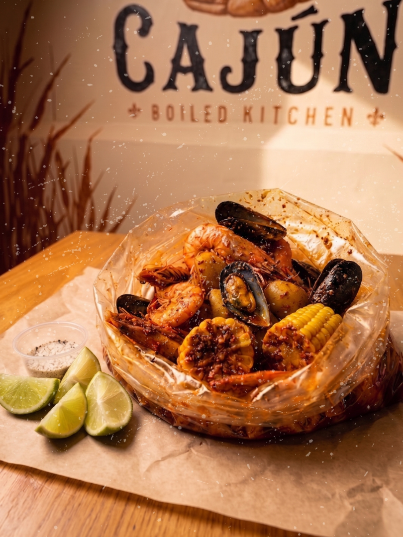 Mix cajún: camarones y mejillones en la misma bolsa